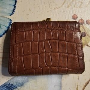 HOBO Brown Leather Cardholder 8 Slots with Gold Clasp